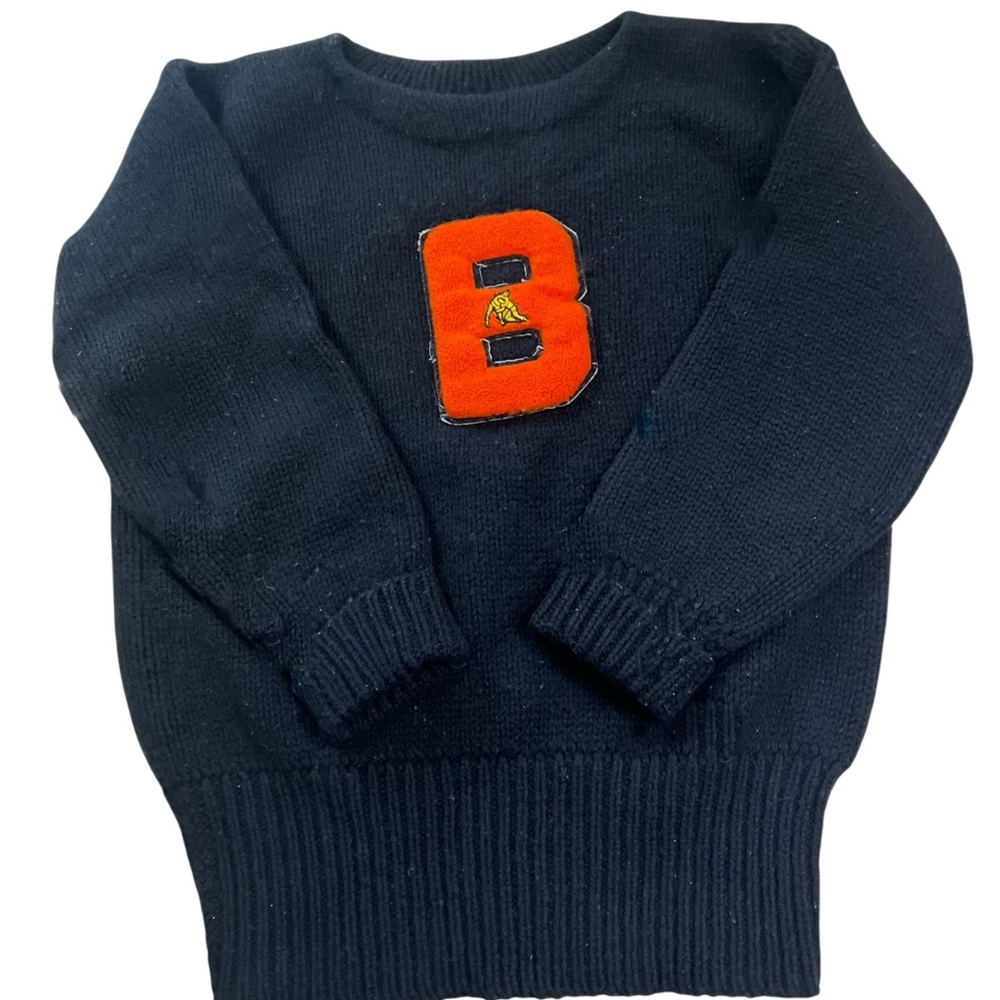Vtg Indian Brand Small Letterman Sweater Black Wool Wrestling Biddeford Maine
